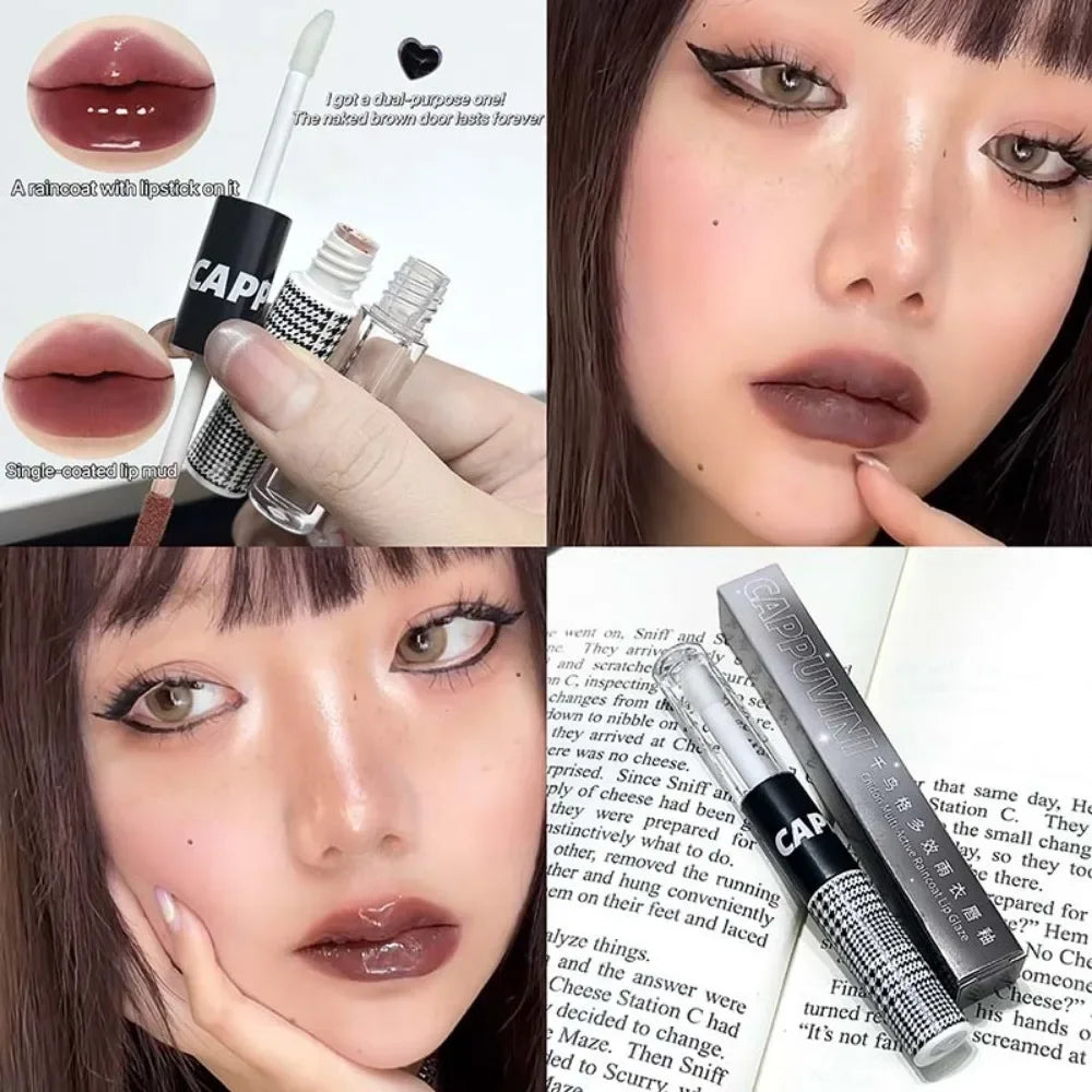 Matte Lip Glaze Double Head Mirror Lipstick Moisturizing Water Gloss Zpaxo