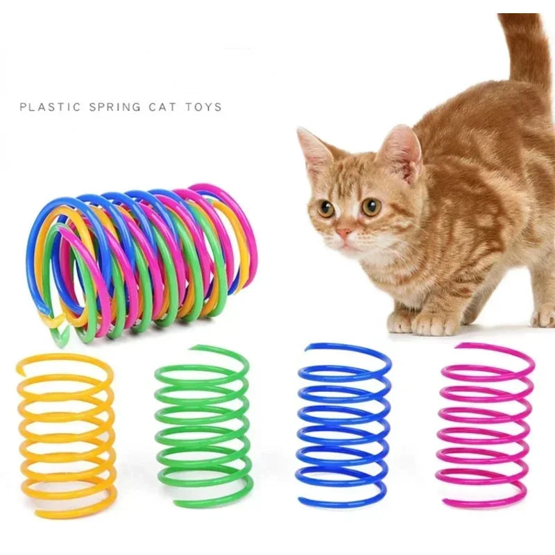 Colorful Coil Spring Cat Toys – Interactive Kitten Set (4–24 Pack)