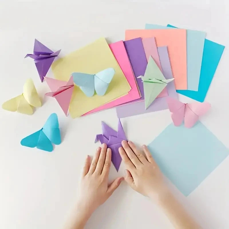 200pcs 10-Color Mixed Square Origami Paper, Handcrafted Colorful Paper for Origami & Paper Cutting, 10 Vibrant Shades Zpaxo