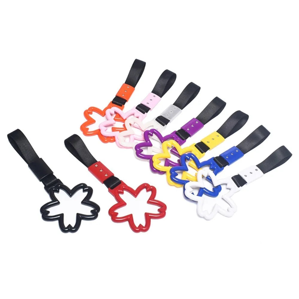 Cherry Blossom Car Handle Straps Pendant Warning Warning Hanging Ring Plastic Silver/Black Strap Car Crash Warning Strap Zpaxo