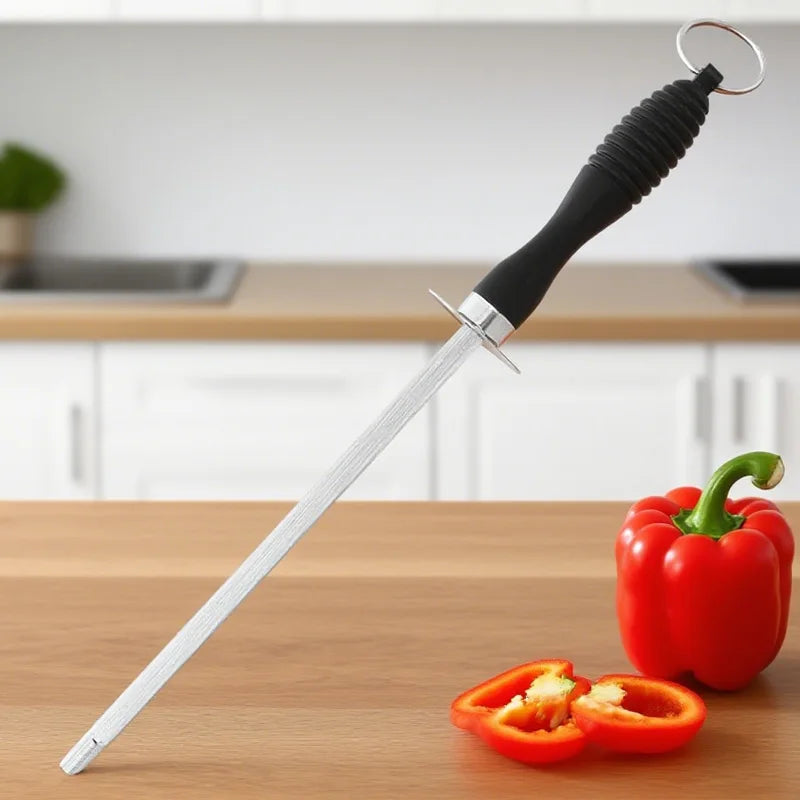 Kitchen Tool Carbon Steel Knife Sharpening Steel,Knife Sharpener With Hanging Holes (10 Inches) Zpaxo
