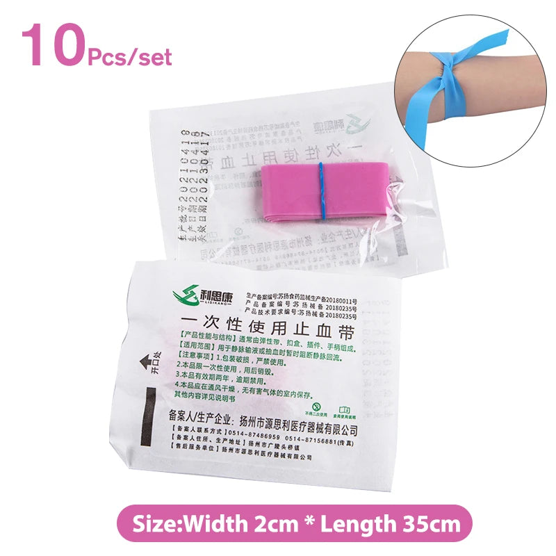 10strips Pre Cut Pink Elastic Belt Disposable Tourniquet First Aid Zpaxo