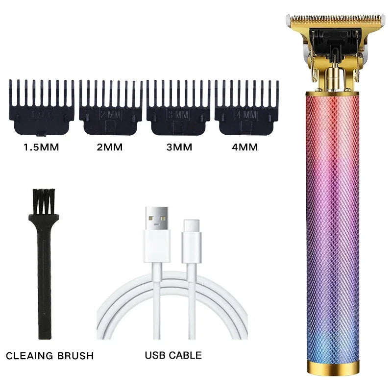 Professional T9 Hair Clipper For Mens USB Fast Rechargeable Beard Care Tools Provide Comfortable Precise Shaving Hair Trimmer Zpaxo 061-ColorfulMesh
