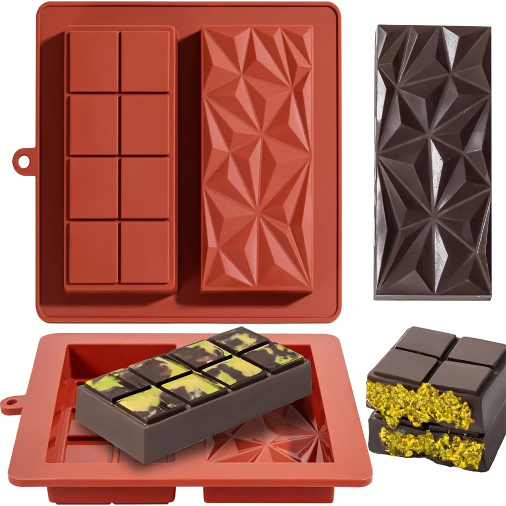 Rectangle Chocolate Bar Molds Non-stick Dessert Hanging Holes Baking Zpaxo