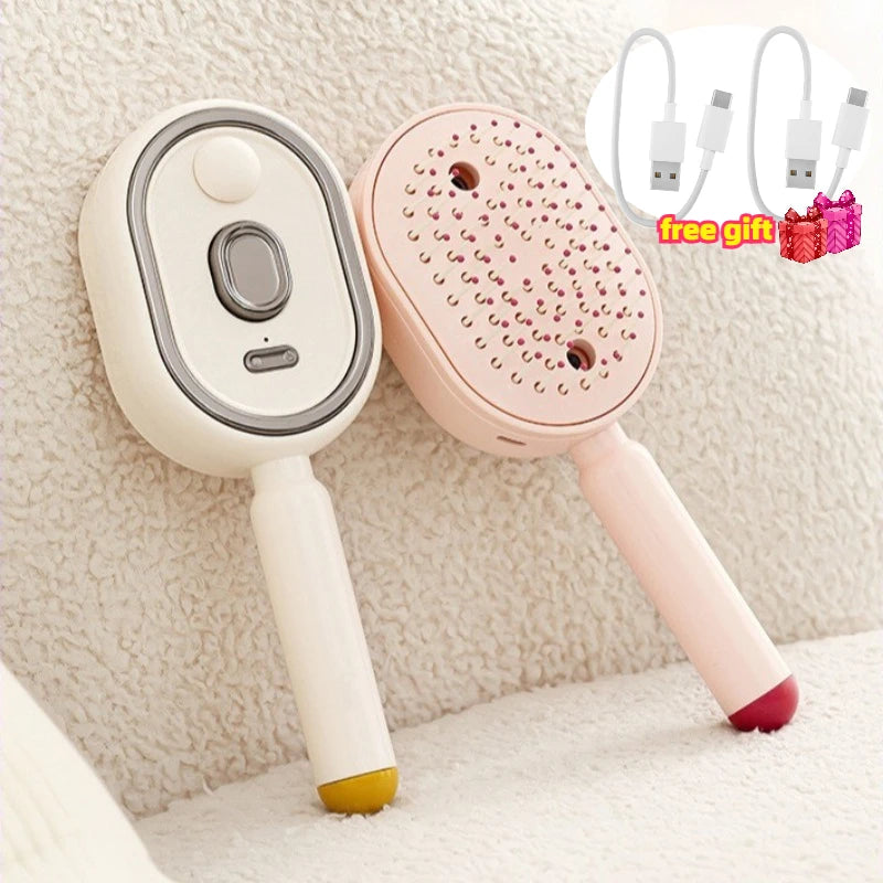 Anti-Tangle Essential Oil Atomizing Comb Comb for Dogs Cat Hair Comb Spray Air Cushions Massage Combs 3 in 1 Daily Hair Styling Zpaxo pink beige