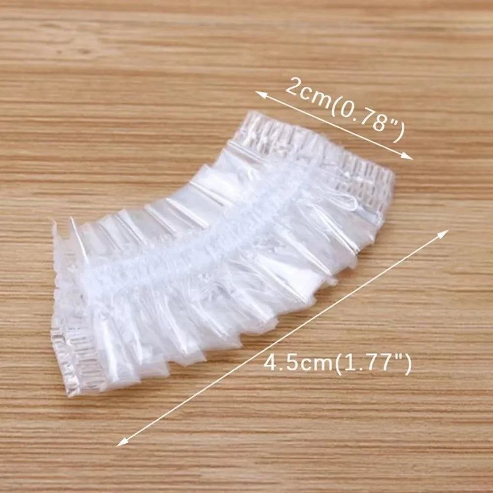 100PCS Plastic Disposable Ear Cover Waterproof Transparent Hairdressing Earmuffs One Size Elastic Hair Dyeing Ear Sleeve Zpaxo