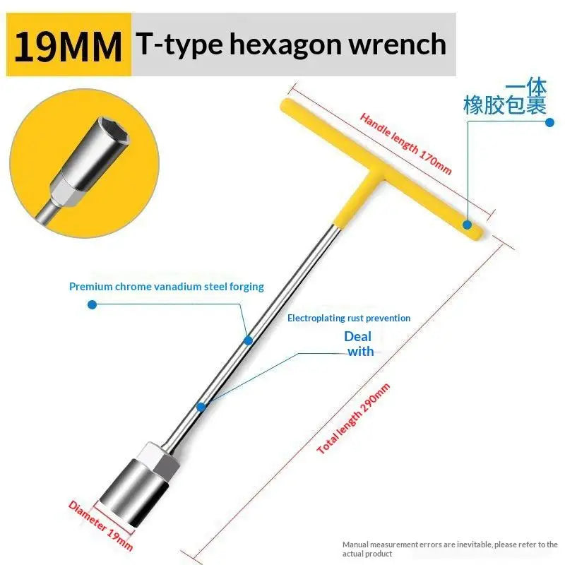 T-type Socket Wrench Set, T-shaped Extended Hex Wrench, Rubber-coated Car And Motorcycle Tire Repair Tools Zpaxo A14