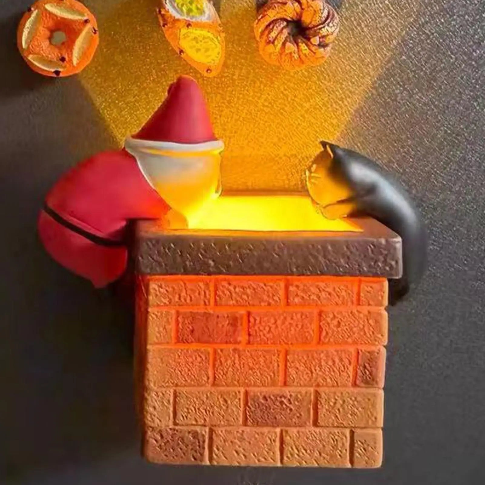 Fridge Magnets Glow Santa Claus Black Cat Climbing Chimney