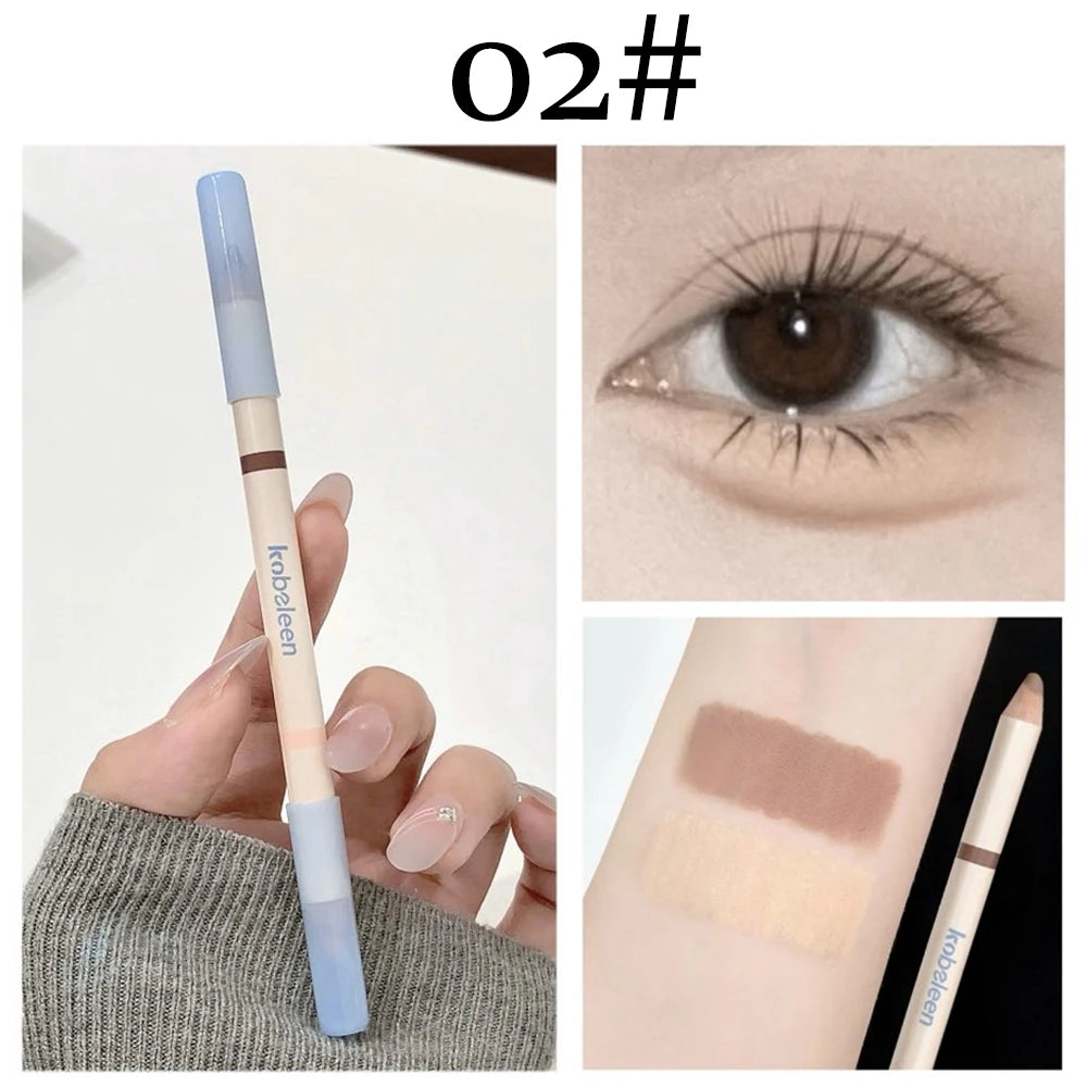 Dual-Ended Aegyosal & Highlighter Pencil Nude Pink Brighten Waterproof Lying Silkworm Pencil for Under Eye Shadow Makeup ﻿Stick Zpaxo 02