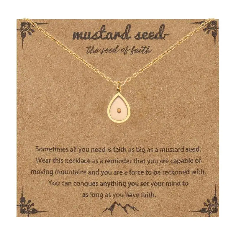Christian Mustard Seed Gold Stainless Steel Pendant Faith Silver Chain Zpaxo A13