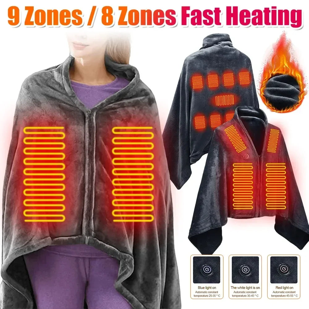 USB Electric Heated Blanket – 3 Heat Levels Wearable Fleece Throw Heated Lap Blanket Zpaxo Default Title