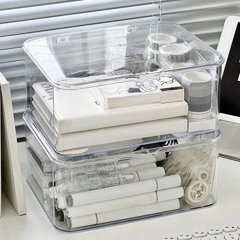 Acrylic Clear Storage Organizer Box Clamshell Design Home Office
