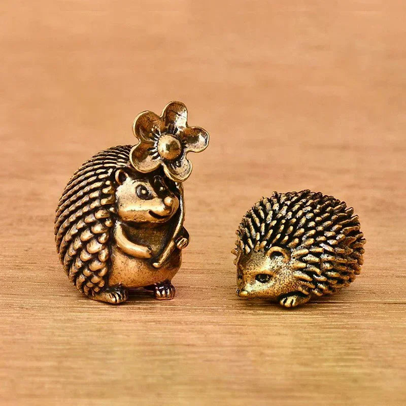 Solid Brass Antique Animal Sculpture Crafts Desk Tea Table Decoration Home Decor Antique Hedgehog Small Ornaments Zpaxo