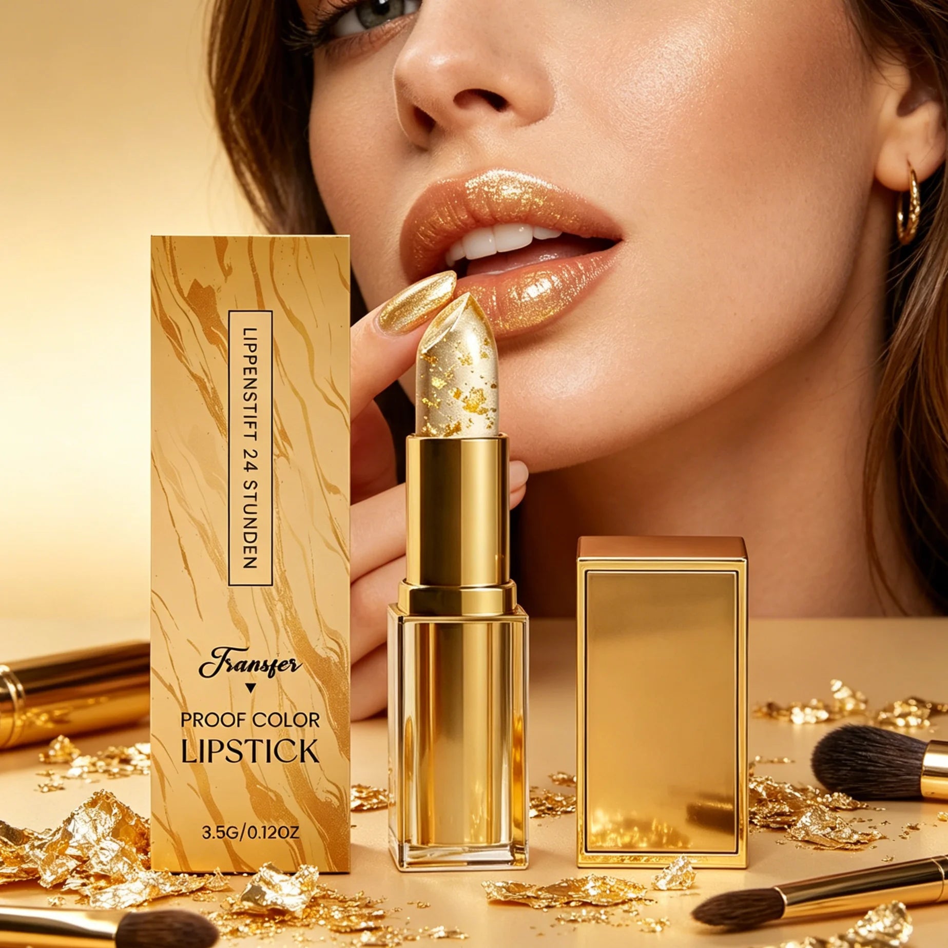 Gold Foil Color Changing Lipstick – Long-Wear Glossy Lip Balm Color Changing Lipstick Zpaxo