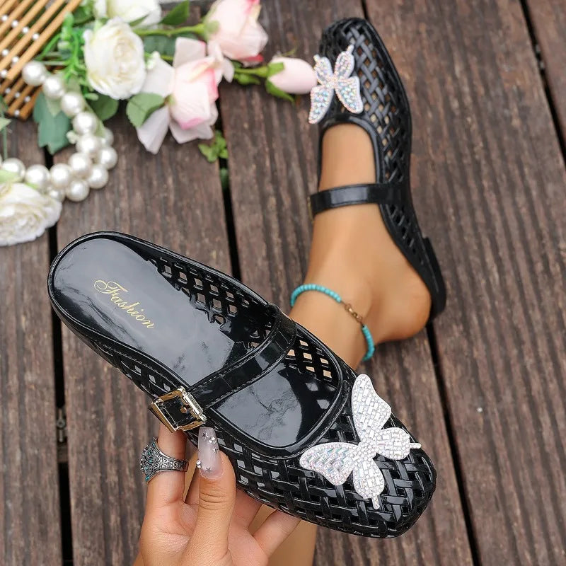 Women's Summer Weaving Breathable Comfortable Bow Embellishment Zpaxo