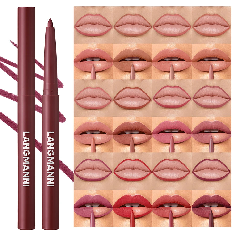 LANGMANNI Sexy Velvet Matte Lip Liner Pen Waterproof Silky Natural Contour Non-Stick Cup Makeup Lipstick Pencil Lasting Cosmetic Zpaxo