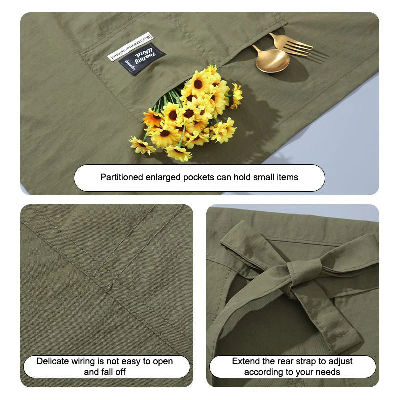 Ladies Canvas Kitchen Apron Restaurant Waitress Essential Extended Zpaxo