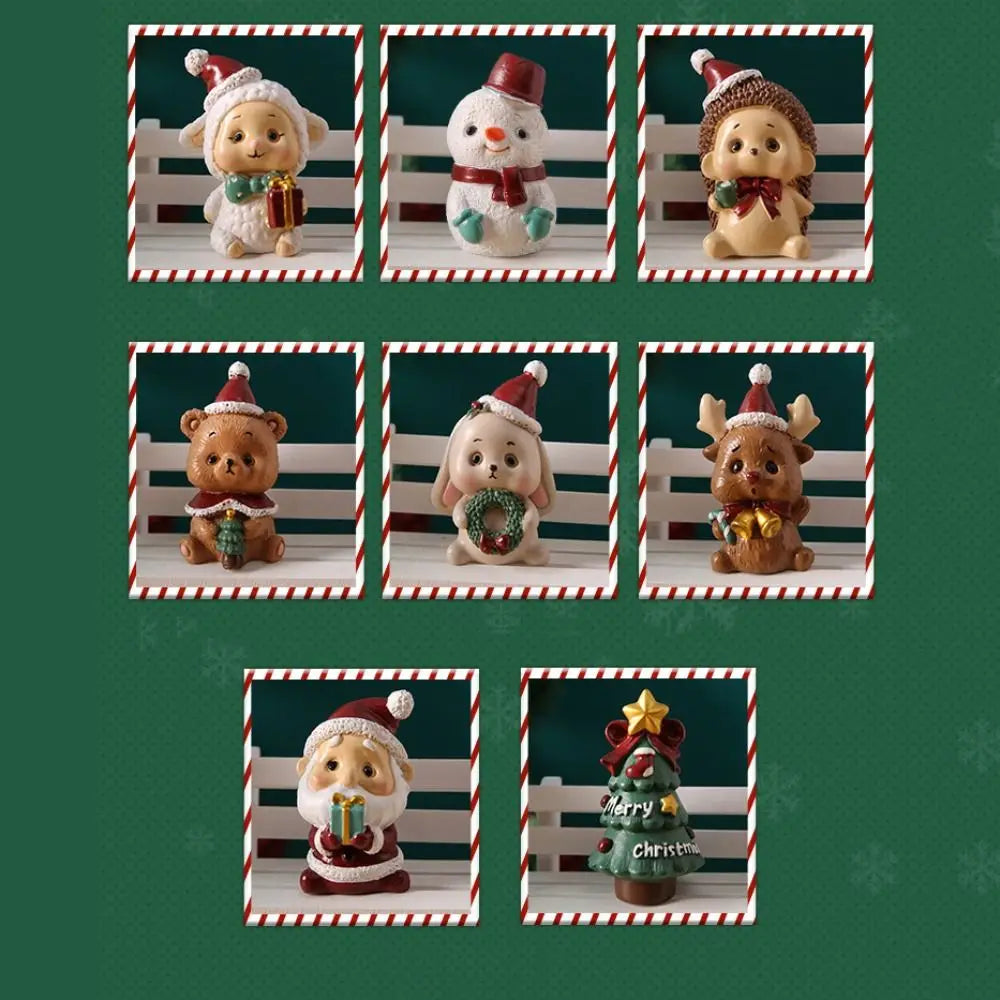 Santa Claus Snowman Landscape Ornaments Resin Miniatures Animal Zpaxo