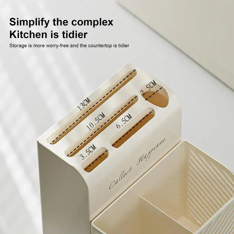 Kitchen Countertop Cutlery Holder Kitchen Utensil Organizer Rack Knife Holder Fork Spoon Chopsticks Tube With Drain Zpaxo