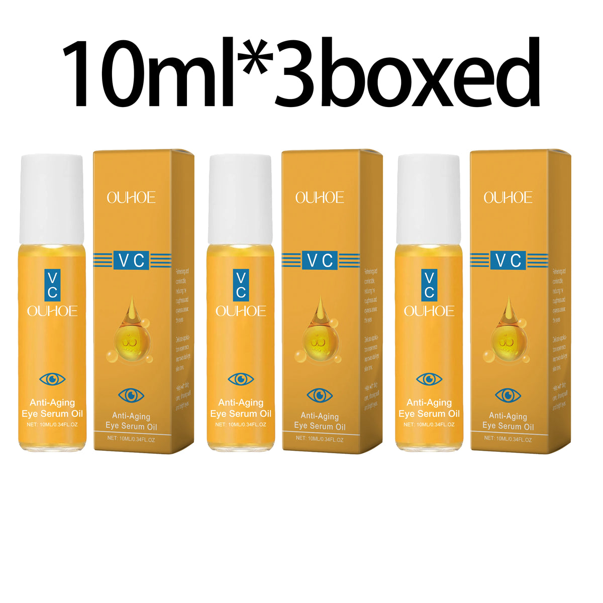 Anti Aging Eye Essence Oil Firming Brightening Reduce Wrinkle Fade Fine Lines Remove Puffiness Hydrating Smooth VC Eye Serum Oil Zpaxo 10ml boxed X 3pcs