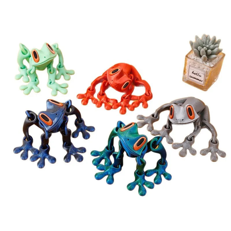 3D Printing Tree Frog Fridge Magnet Joint Movable Ornament Kitchen Zpaxo