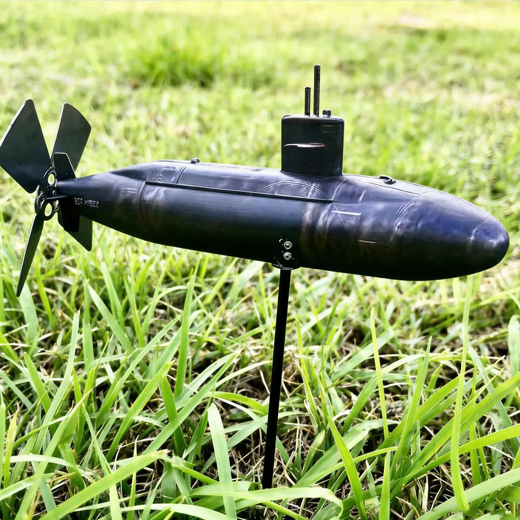 Submarine Wind Spinner Outdoor Garden Decorative Rotating Blades Wind Sculpture Moving Art Spinner Submarine Windmill For Yard Zpaxo
