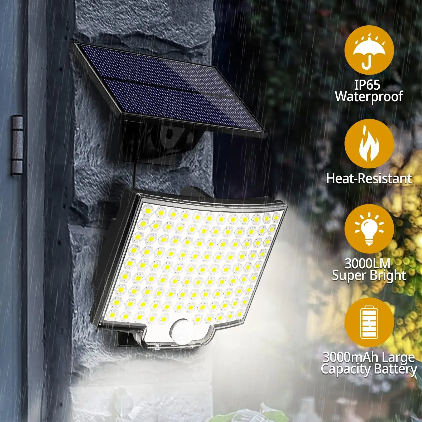Solar Panel Led Headlights Waterproof 160LED Split Motion Sensor Zpaxo