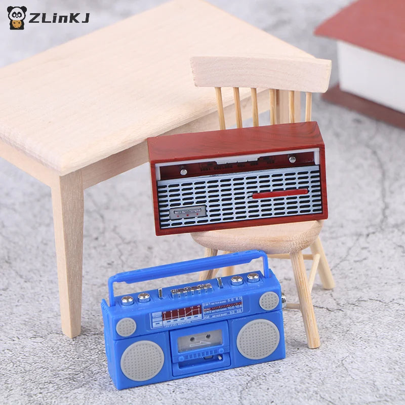 ▶1/12 Doll House Cute Miniature Radio Mini Recorder Model Dollhouse Furniture Decoration Accessories Toys for Collectors Zpaxo