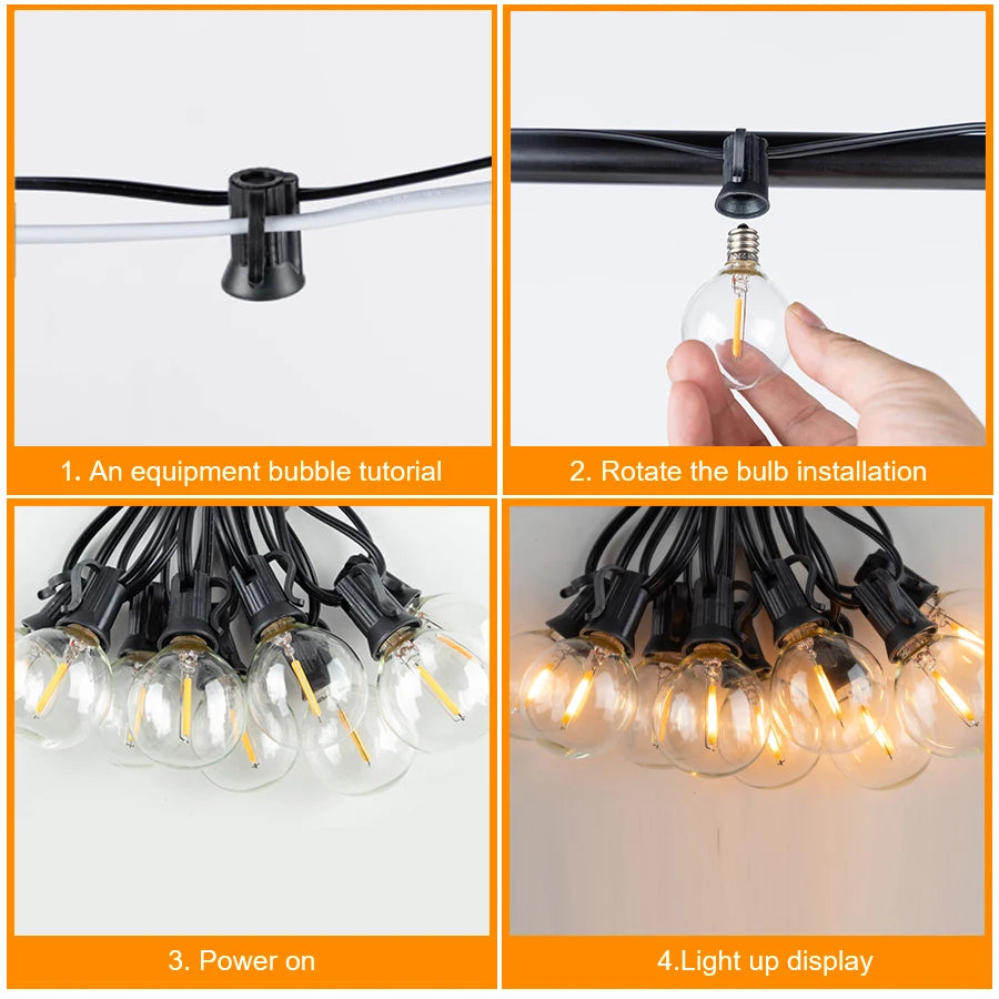 G40 LED Outdoor String Ball Lights 7 6M 20M Shatterproof Patio Zpaxo