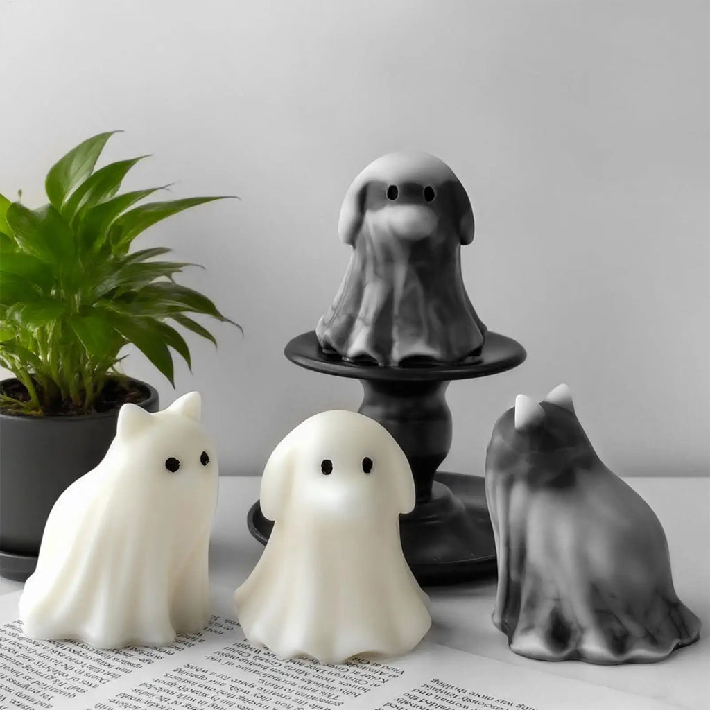 Cute Ghost Puppy Kitten Silicone Molds DIY Halloween Candle Making
