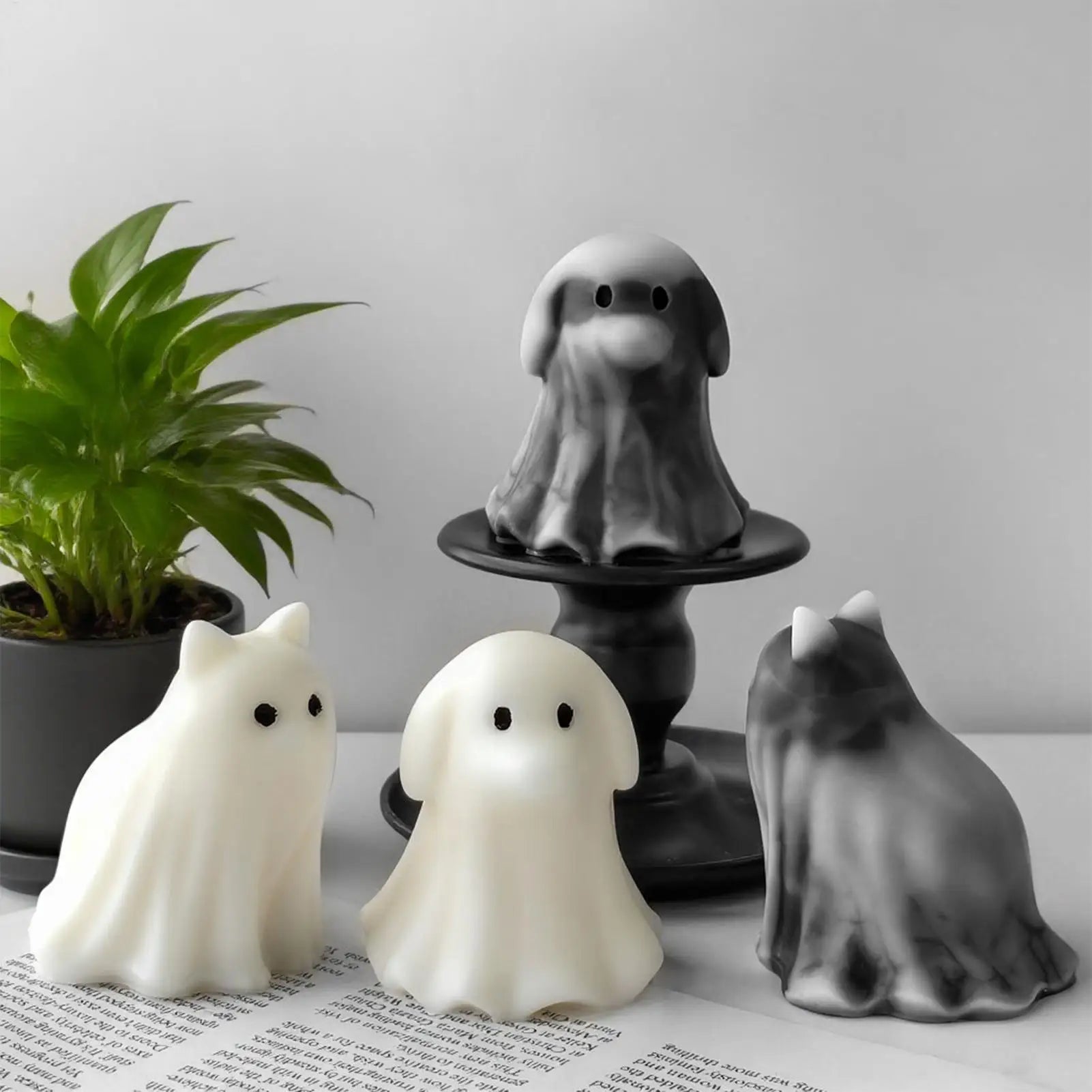 Cute Ghost Puppy Kitten Silicone Molds DIY Halloween Candle Making