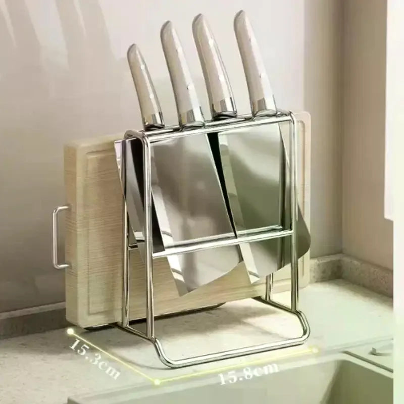 Home Stainless Steel Knife Rack Kitchen Countertop Cutting Board Zpaxo