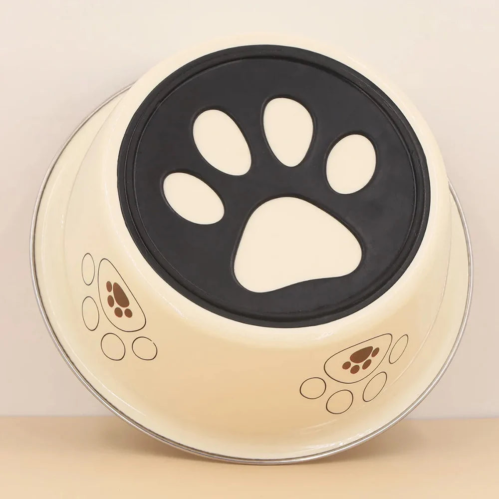 Pet Stainless Steel Footprint Dog Bowl Anti-tip Non-slip Cat Cartoon Zpaxo