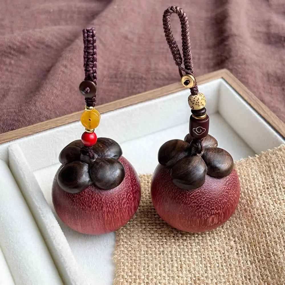Chinese Style Sandalwood Keychain Strawberry Mangosteen Wooden Pendant Phone Chain Backpack Charms Creative Car Keyring Zpaxo