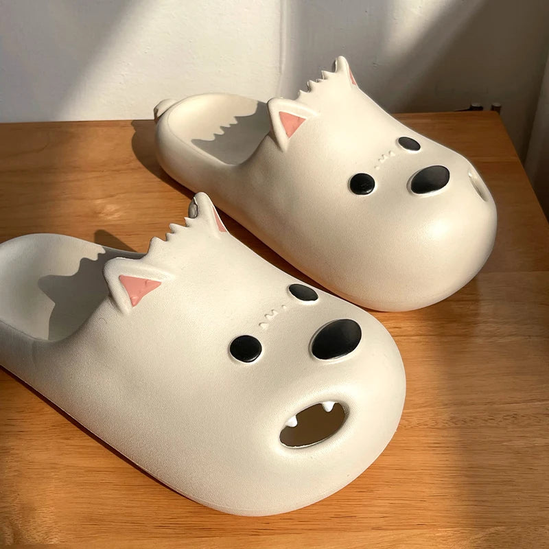 Unisex Cartoon Dog Cloud Slippers EVA Thick Sole Non Slip Slides