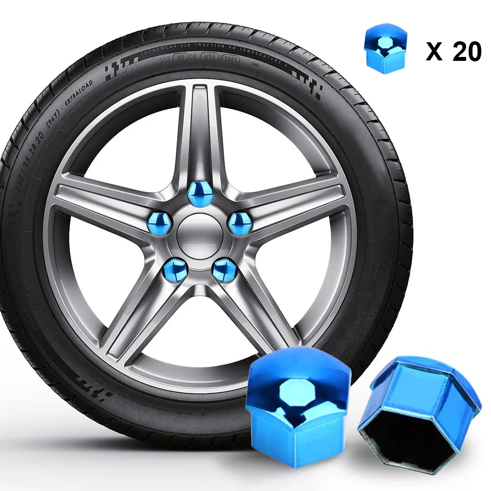 20-Pack Car Wheel Nut Caps 17/19/21mm – Anti-Rust Hub Covers