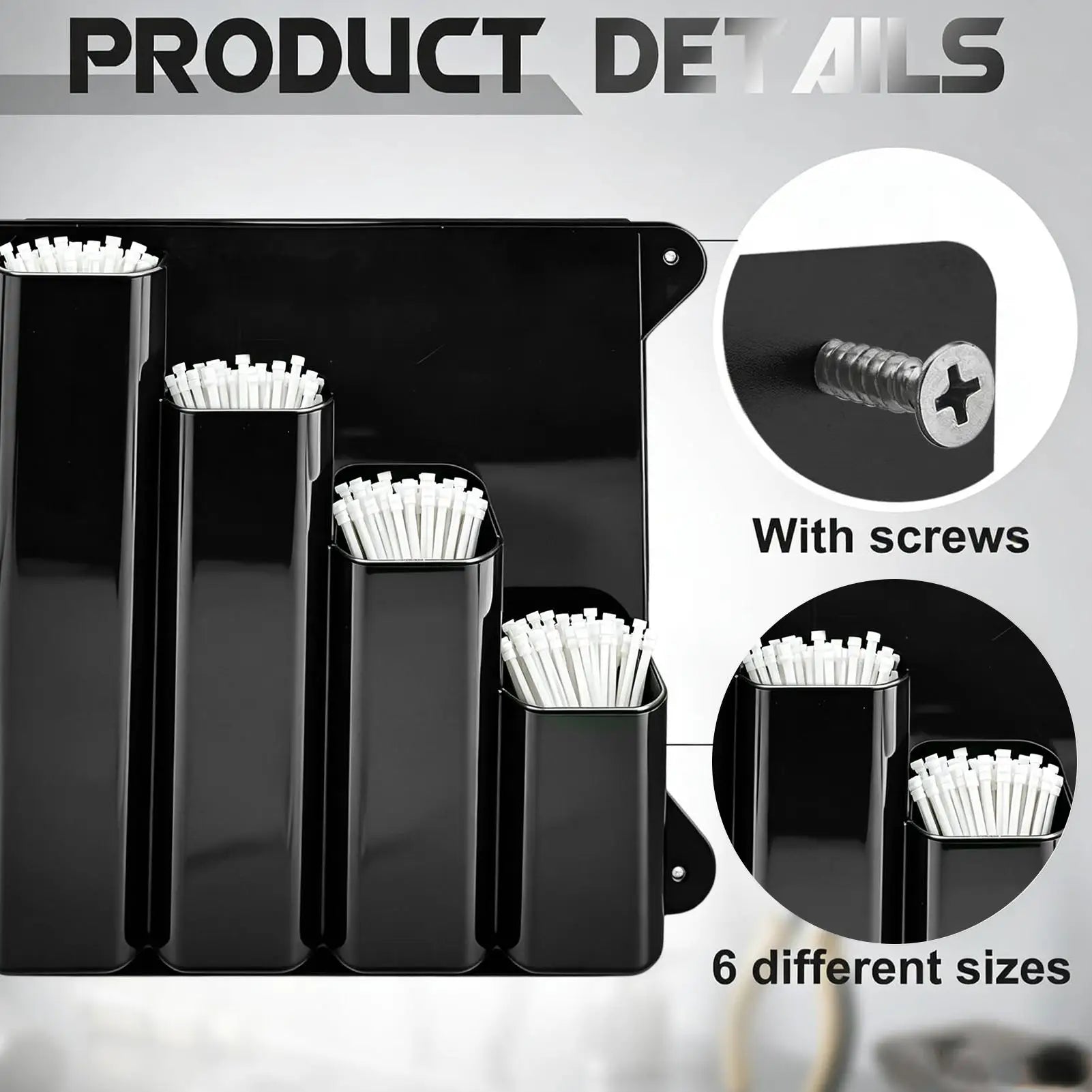 Cable Tie Organizer 4 Pockets Aluminum Wall Mounted Universal Zip