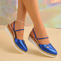 Women Sandals Rope Bottom Thick Bottom Ladies Shoes Fashionable Summer Shoes Large Size Pointed Toe Wedge Heel Sandals Women Zpaxo Blue 39