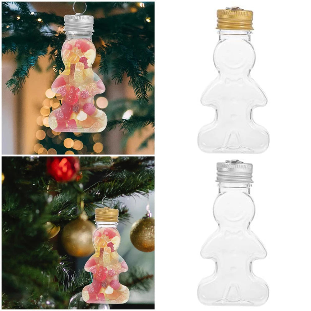 Christmas Gingerbread Man Mini Bottle – Candy & Drink Jar Mini Holiday Bottle Zpaxo