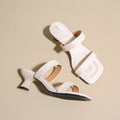 Designer Summer Women Square Toe Slippers Fashion High Heel Slide Ladies Casual Dress Evening Party Shoes Zpaxo 40 WHITE