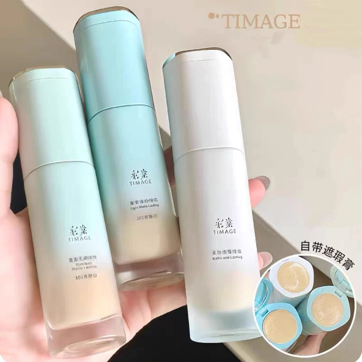 TIMAGE Foundation Concealer Round Tube Flawless Light Matte Long Zpaxo