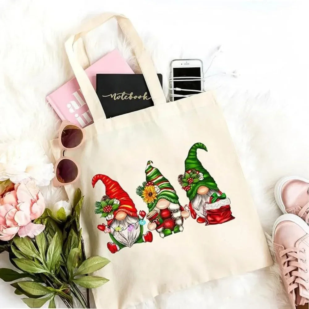 2025 New Christmas Canvas Tote Bag, Cute Snowman Pattern, Christmas Collection Bag, Home Storage Bags Zpaxo