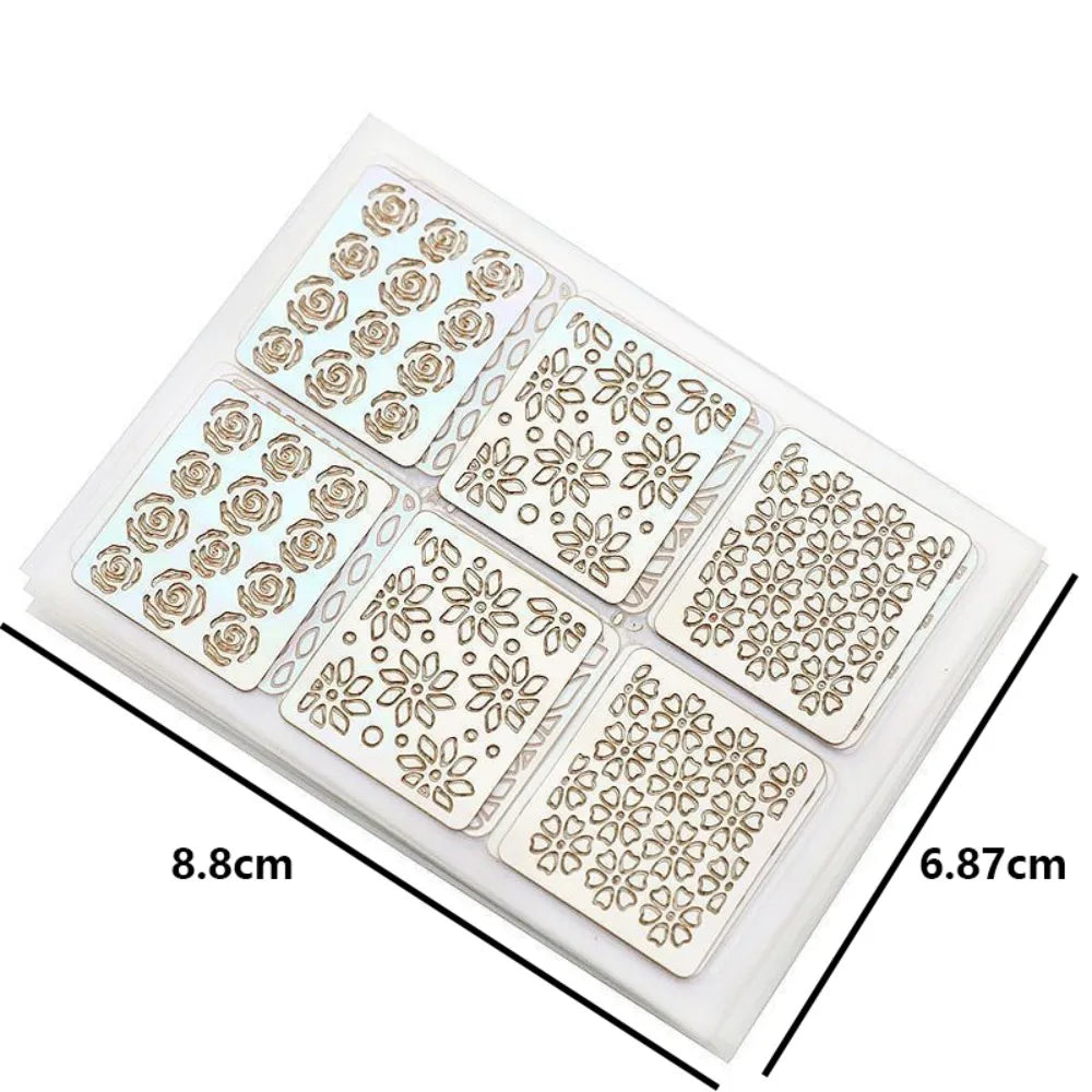 6 12 24 Laser Nail Sticker Hollow Adhesive Painting Template DIY Zpaxo