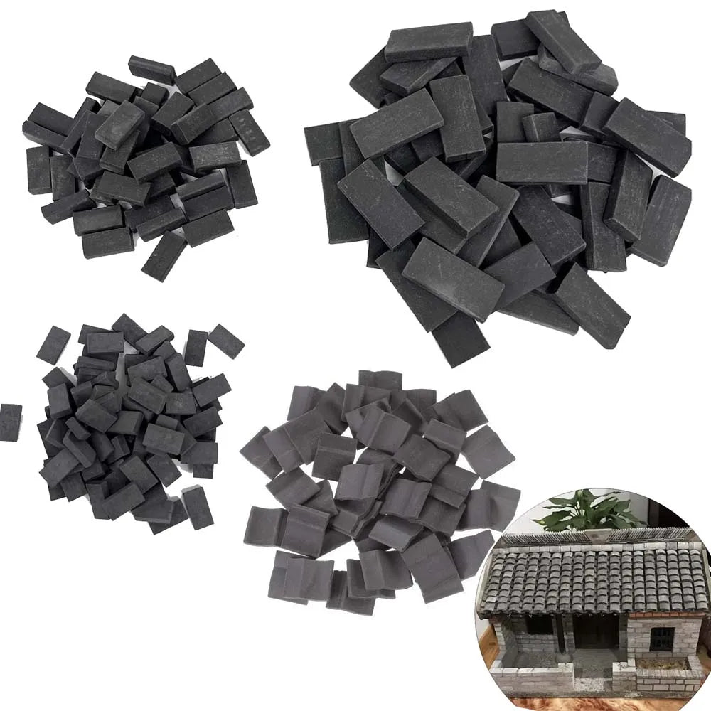 Mini Bricks and Roof Tiles Building Set Miniature Mini Dollhouse Shingles Fake Tile Dollhouse Kitchen Garden Accessories Zpaxo