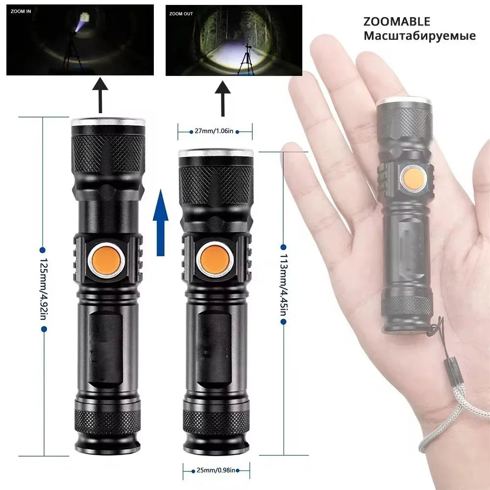 ESMARTER 3800 Lumen Zoomable LED Flashlight – USB Rechargeable