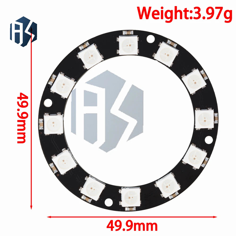 WS2812B 24-Bit Addressable RGB LED Ring 5050 High-brightness Zpaxo
