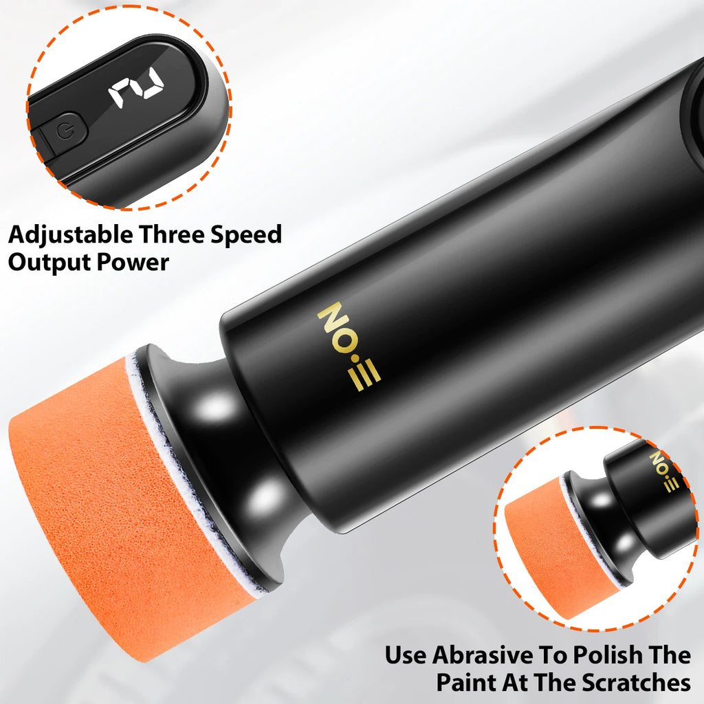 Small Car Buffer Waxer Adjustable 3 Speed Cordless Scratch Repair LED