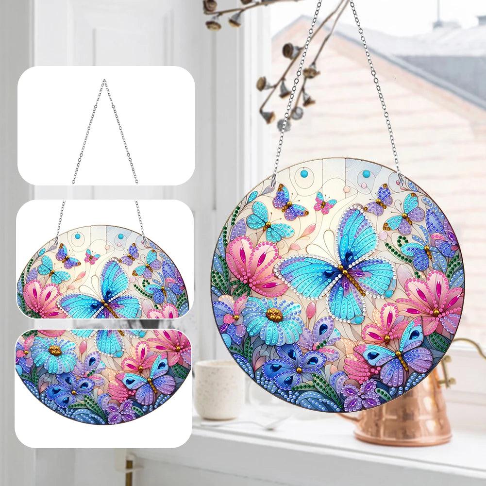 Sun Catcher Diamond Painting Hanging Pendant Butterfly Rhinestone Art Window Pendants Dragonfly Moose for Garden Window Decor Zpaxo