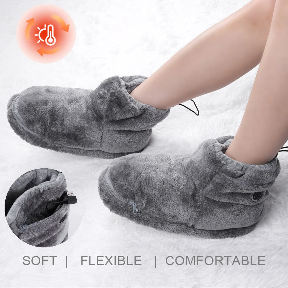 Snow Boots for Women Men 2024 Winter New Thickened Warm Velvet Half Slipper USB Heater Foot Floor Boots Electric Heated Shoes Zpaxo