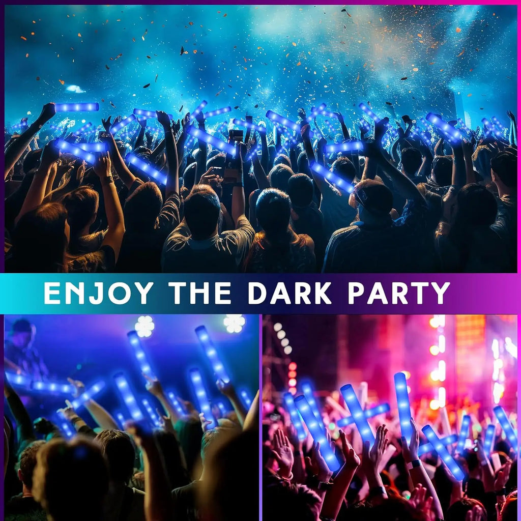 Blue LED Glow Foam Sticks Light Up Fluorescent Dark Party Supplies 3